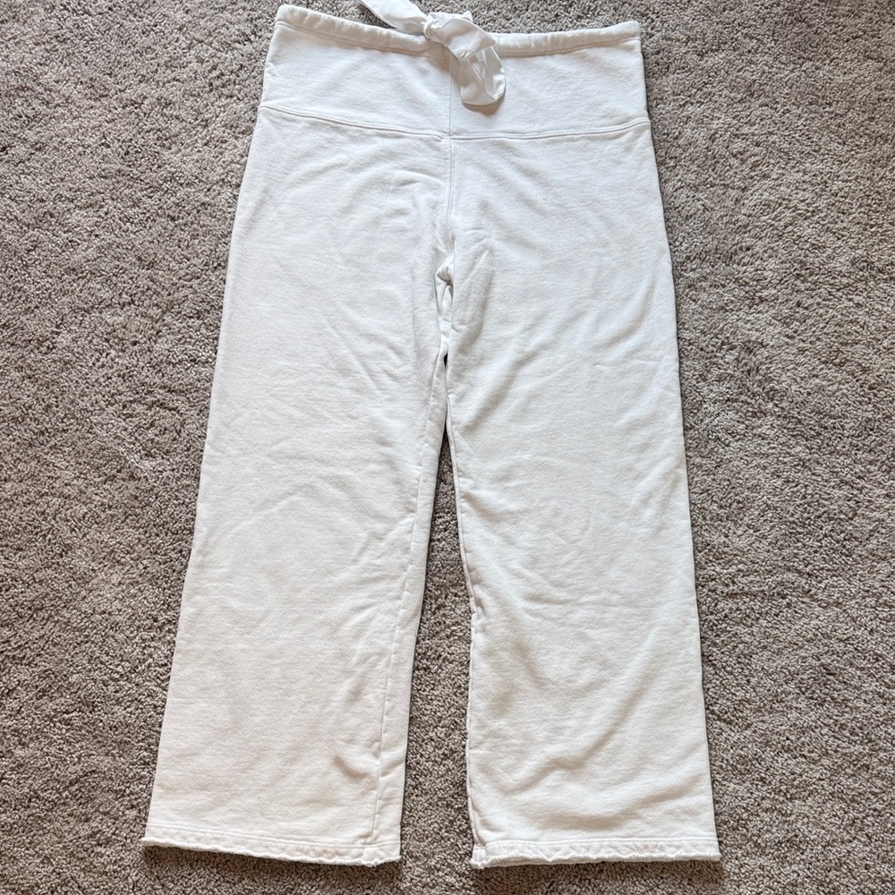 Cali By Cali Dreaming White French Terry Cozy Cotton Palmer Pants Size M/L - Picture 2 of 5